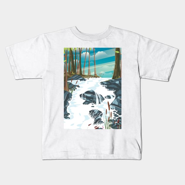 River Rainforest Kids T-Shirt by nickemporium1